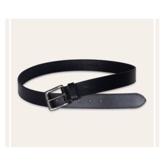 Frye Black Leather Belt 35mm Genuine Pull Up Adjustable Buckle Classic Size 36 - Picture 1 of 7